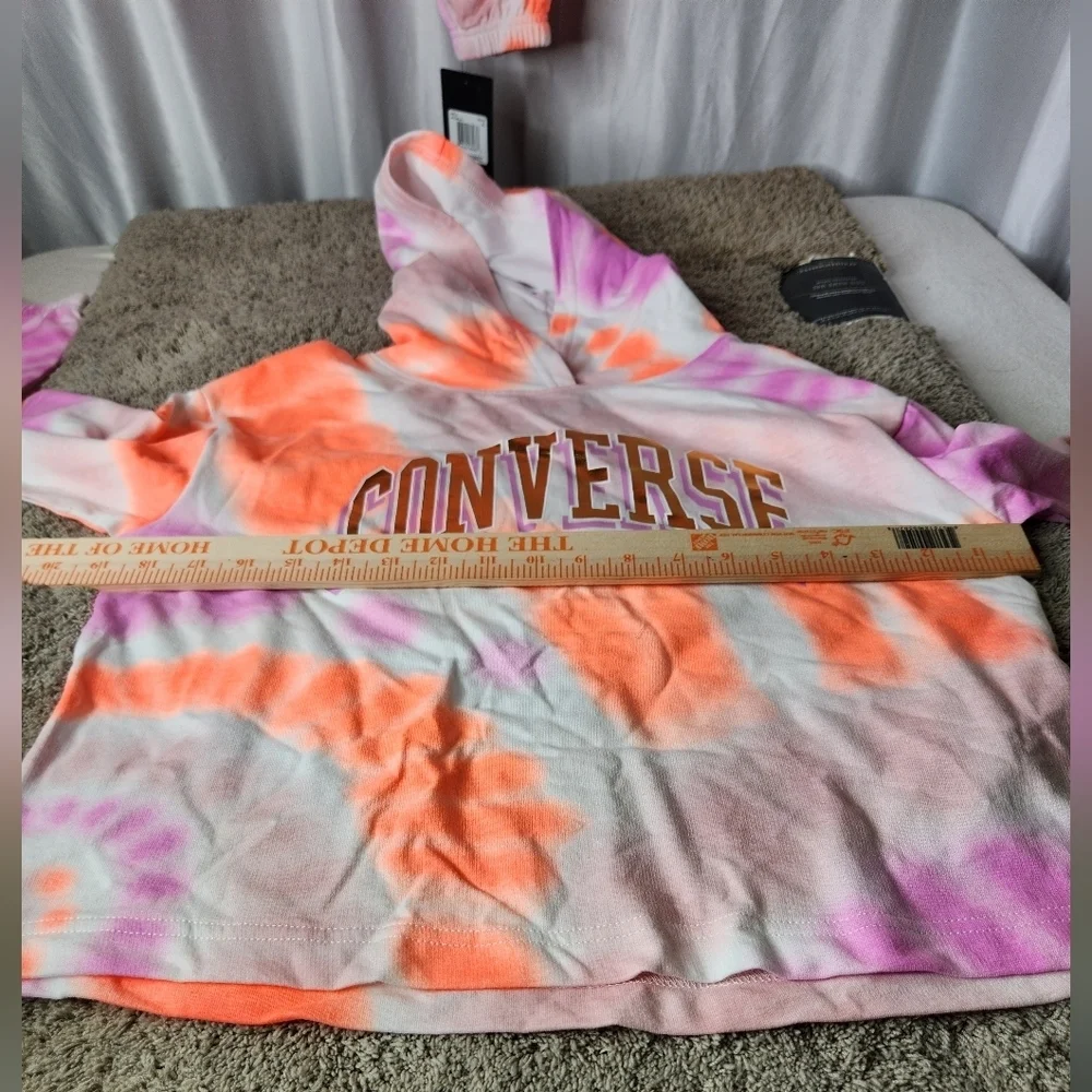 Converse L Girl's All Over Print Tie-Dye Boxy Hoodie (Big Kids) Size L